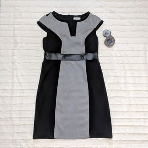 Black and White Belted Dress